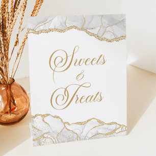 Elegantes Weißgold-Achat-Süßigkeiten und -Leckerei Sockelschild