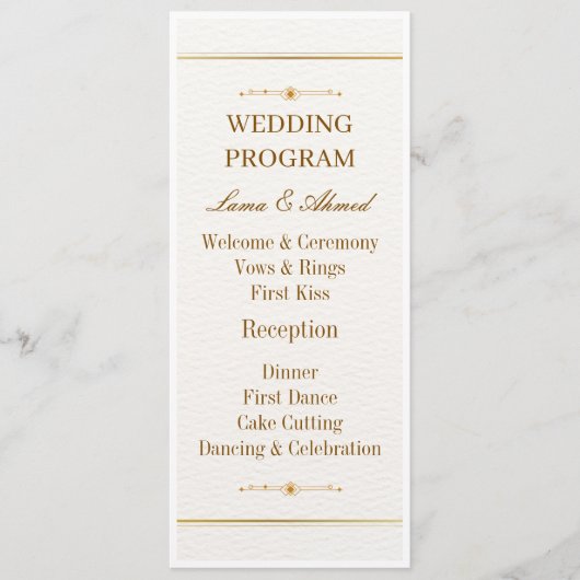 Elegantes Weißgold-Hochzeitsprogramm | Luxushochze Programm (Vorderseite)