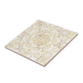 Elegantes Weißgold-Mandala-Blumenmuster  Fliese (Seite)