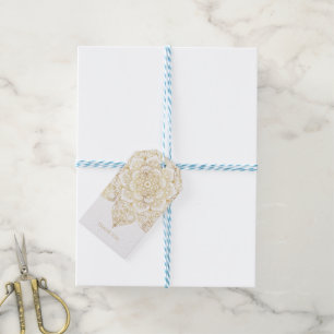Elegantes Weißgold-Mandala-Blumenmuster Geschenkanhänger