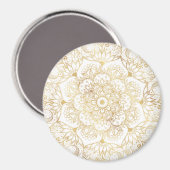Elegantes Weißgold-Mandala-Blumenmuster Magnet (Vorderseite/Rückseite)