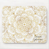 Elegantes Weißgold-Mandala-Blumenmuster Mousepad (Vorne)