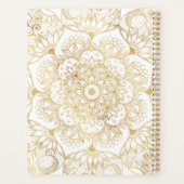 Elegantes Weißgold-Mandala-Blumenmuster Planer (Rückseite)