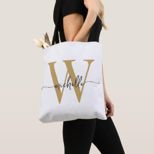 Elegantes Weißgold Personalisiertes Monogramm Dame Tasche