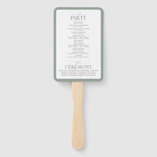 Elegantes Weißgraues grünes Wasserfarbenprogramm Fächer (Rückseite)