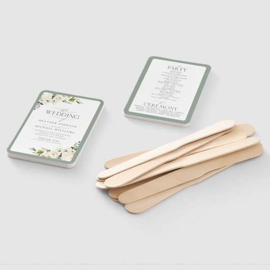 Elegantes Weißgraues grünes Wasserfarbenprogramm Fächer (Non-assembled)