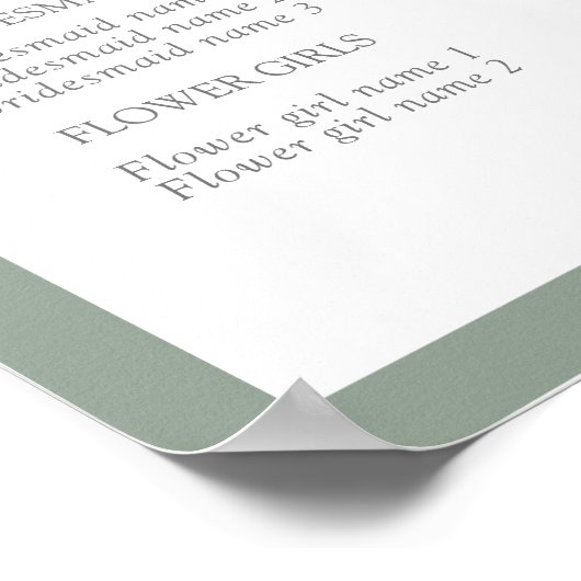 Elegantes Weißgraues grünes Wasserfarbenprogramm Poster (Ecke)