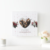 Elegantes Weißherz-gestaltetes Foto speziell für s Quadratische Wanduhr (Zuhause)