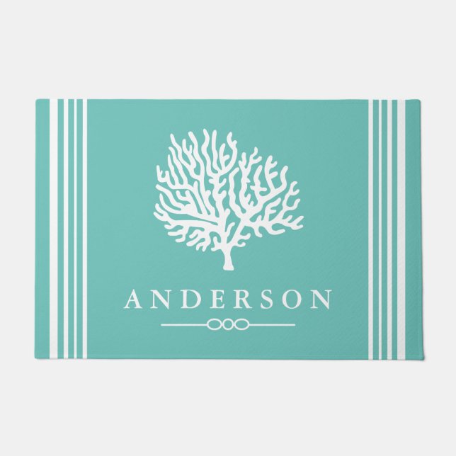 Elegantes Weißmeerkorn| Personalisiert Fußmatte (Vorderseite)