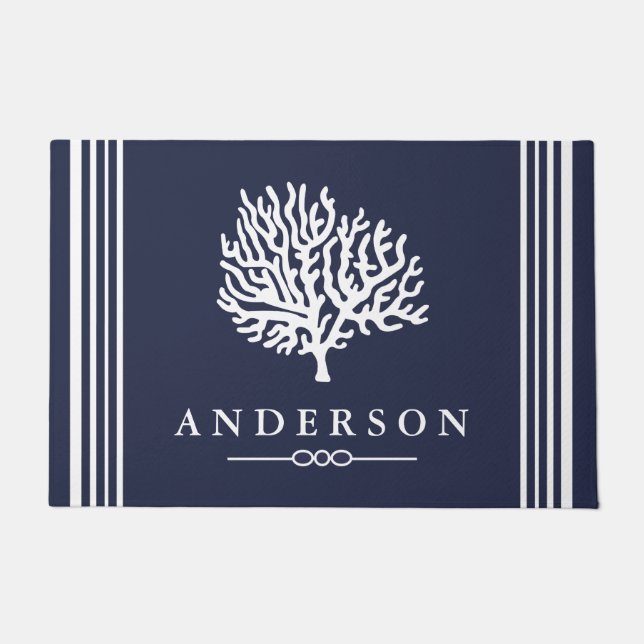 Elegantes Weißmeerkorn| Personalisiert Fußmatte (Vorderseite)