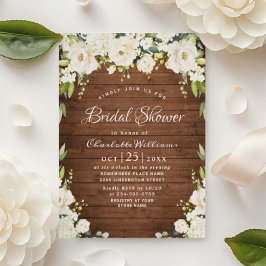 Elegantes Weißrosen Rustikales Brautparty Einladung