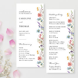 Elegantes Whimsical Boho Wildblume Hochzeitsprogra