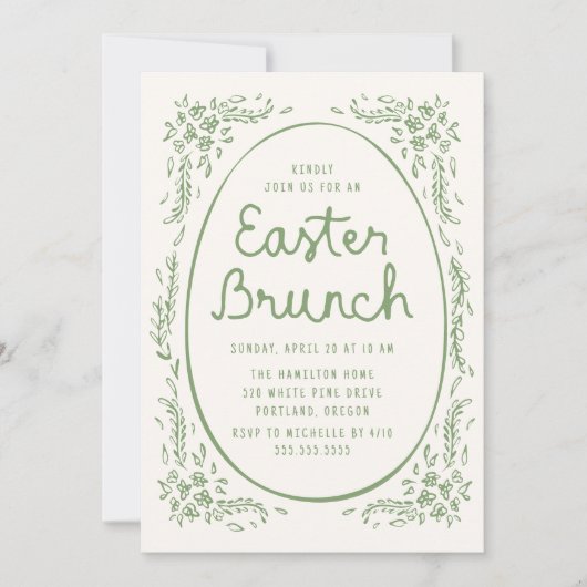 Elegantes Whimsical Green Oaster Brunch Einladung (Vorderseite)