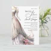 Elegantes Whimsical Wedding Dress Brautparty Einladung (Stehend Vorderseite)