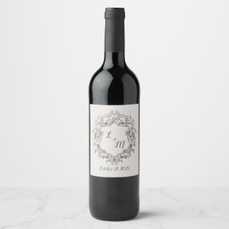 Elegantes Whimsical Wedding Wine Label Weinetikett