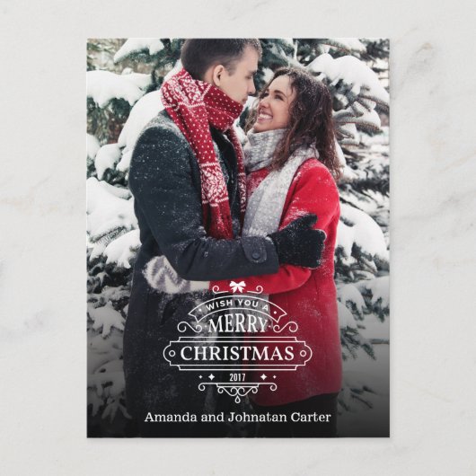 Elegantes Whimsical Weihnachts-Foto Postkarte (Vorderseite)