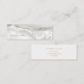 Elegantes White Agate mit Imitate Gold Mini Visitenkarte (Vorne/Hinten)