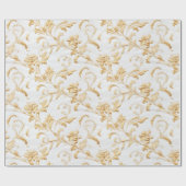 Elegantes White and Gold Damask Geschenk Geschenkpapier (Flach)