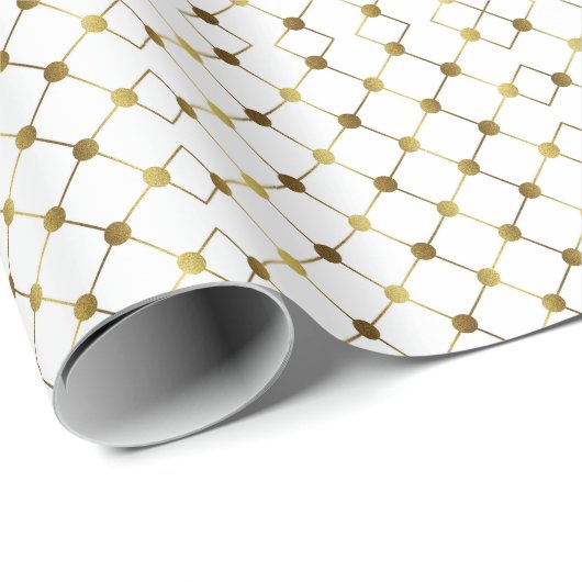 Elegantes White and Gold Dot Grid Geschenkpapier (Rolleneckpunkt)