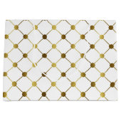 Elegantes White and Gold Dot Grid Große Geschenktüte (Vorderseite)