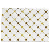 Elegantes White and Gold Dot Grid Große Geschenktüte (Rückseite)