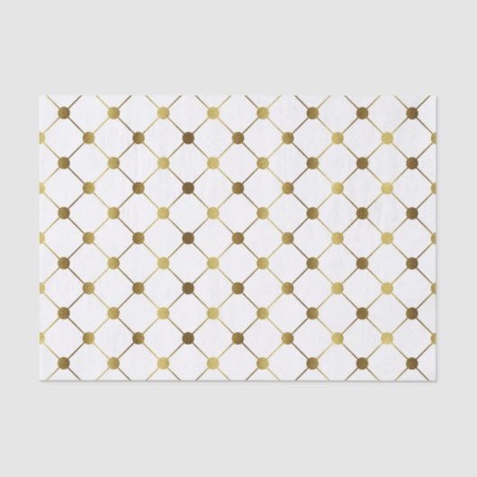 Elegantes White and Gold Dot Grid Seidenpapier (Vorderseite)