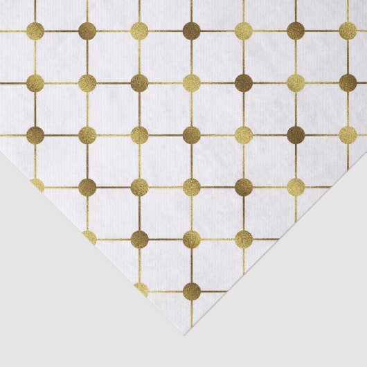 Elegantes White and Gold Dot Grid Seidenpapier (Ausschnitt)