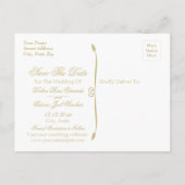 Elegantes White and Gold Monogram Save the Date Ankündigungspostkarte (Rückseite)
