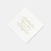 Elegantes White and Gold Monogram Serviette (Ecke)