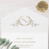 Elegantes White and Gold Monogram Wedding mit UAWG All In One Einladung