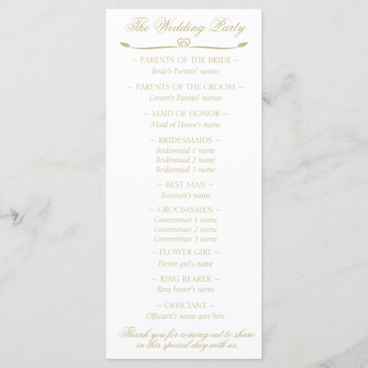 Elegantes White and Gold Monogram Wedding Program Programm (Rückseite)