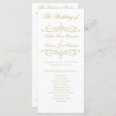 Elegantes White and Gold Monogram Wedding Program Programm (Vorne/Hinten)