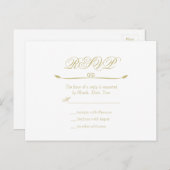 Elegantes White and Gold Monogram Wedding RSVP Einladungspostkarte (Vorne/Hinten)
