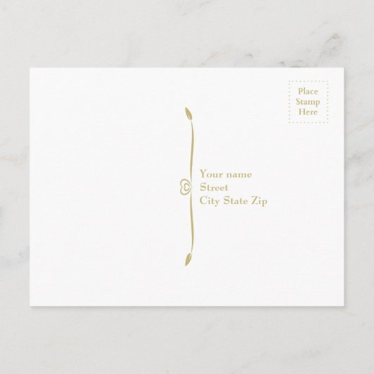Elegantes White and Gold Monogram Wedding RSVP Einladungspostkarte (Rückseite)
