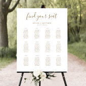 Elegantes White and Gold Seating Chart Sign Poster