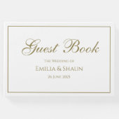 Elegantes White and Gold Wedding Gästebuch (Vorderseite)