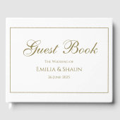 Elegantes White and Gold Wedding Gästebuch (Vorderseite)