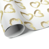 Elegantes White and Gold Wedding Hearts Geschenkpapier (Rolleneckpunkt)