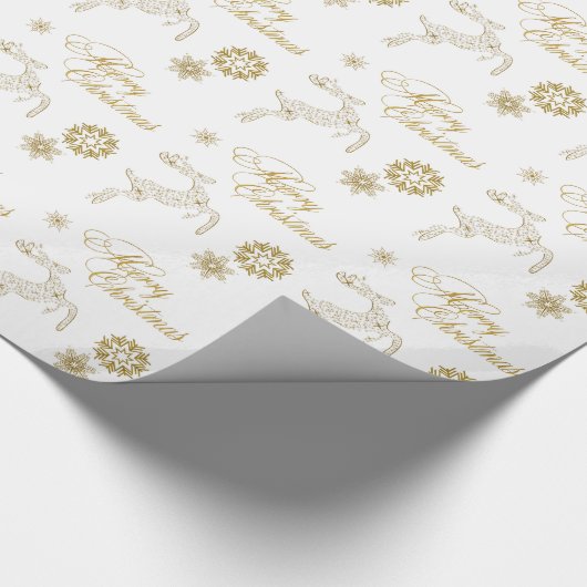 Elegantes White and Gold Weihnachtswrapping Paper Geschenkpapier (Ecke)