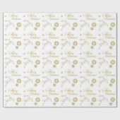 Elegantes White and Gold Weihnachtswrapping Paper Geschenkpapier (Flach)