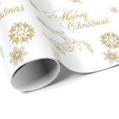 Elegantes White and Gold Weihnachtswrapping Paper Geschenkpapier (Rolleneckpunkt)