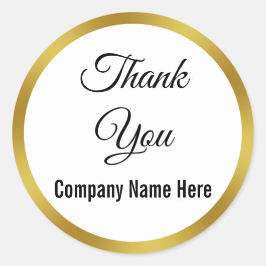 Elegantes White and Imitate Gold Business Vielen D Runder Aufkleber (Vorderseite)
