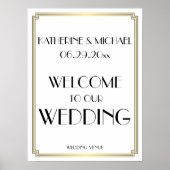 Elegantes White Art Deco Poster (Vorne)