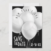 Elegantes White Balloons New Year Party Einladung (Vorderseite)