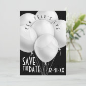 Elegantes White Balloons New Year Party Einladung (Stehend Vorderseite)