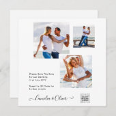 Elegantes White & Black Foto Einladung zur Hochzei (Vorne/Hinten)