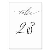 Elegantes White Black Modern Script 23 Wedding Tischnummer (Vorderseite)
