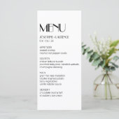 Elegantes White Black Monogram Wedding Menu Menükarte (Stehend Vorderseite)