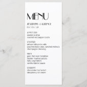 Elegantes White Black Monogram Wedding Menu Menükarte (Vorderseite)