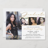 Elegantes White Black Script 4 Foto Graduate Einladung (Vorderseite)